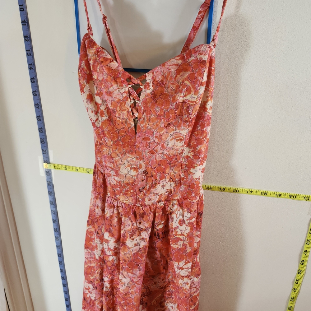Floral Lace Pink Red Dress
